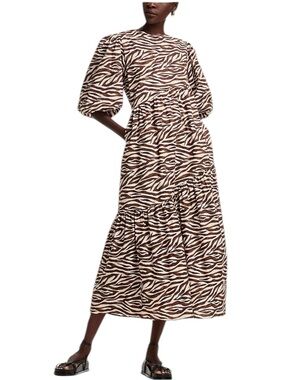 THE LULO PROJECT Brown Animal Print Maxi Dress Size Medium